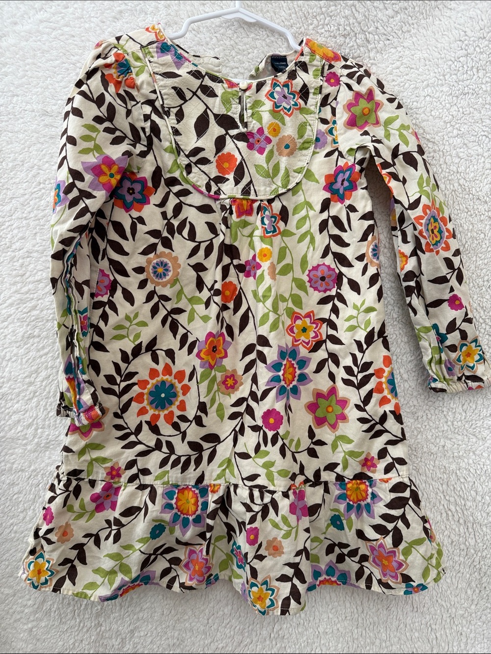 GAP Cream Floral Long Sleeve Dress with Multicolor Flowers